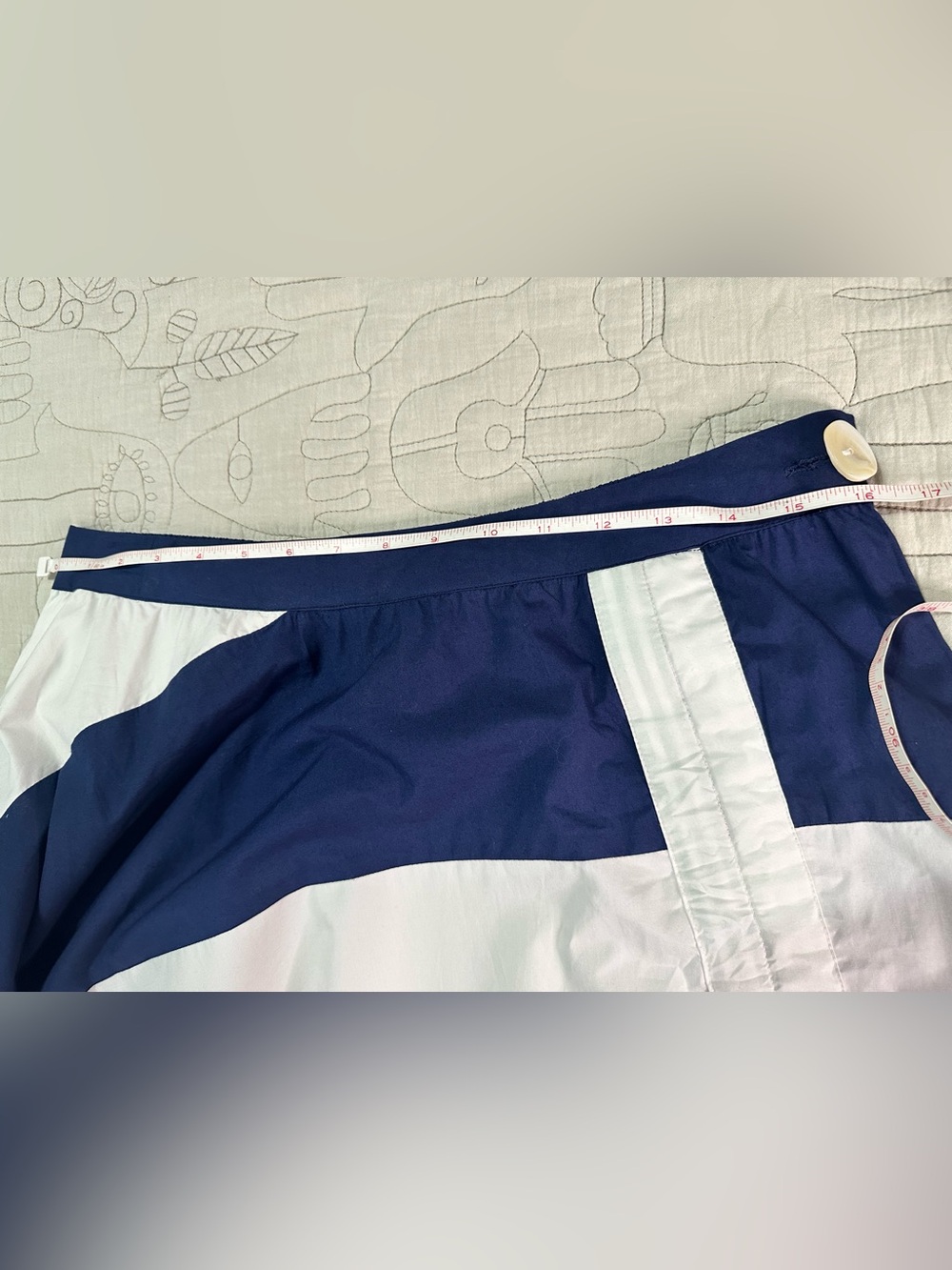 La Plage Cabana Ruched Skirt Navy White Stripe Ribbon Detail NWT L MSRP $248 - Picture 7 of 10